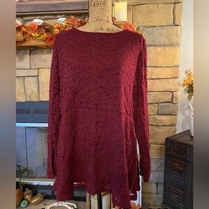 Susan Graver Elegant Lace Burgundy Top